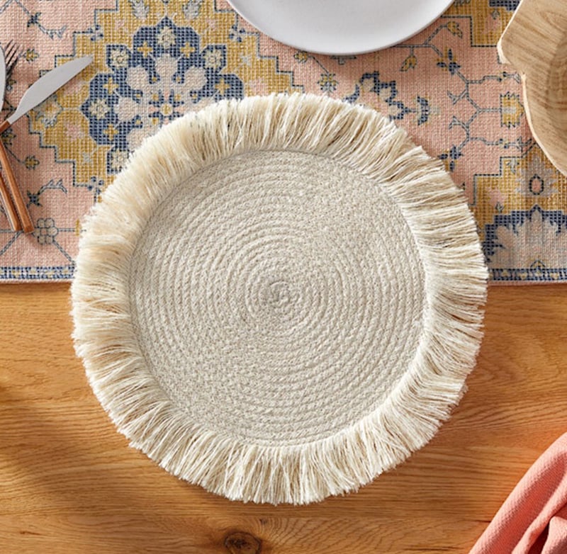 Modena Fringe Placemat Dia41cm Light Natural 