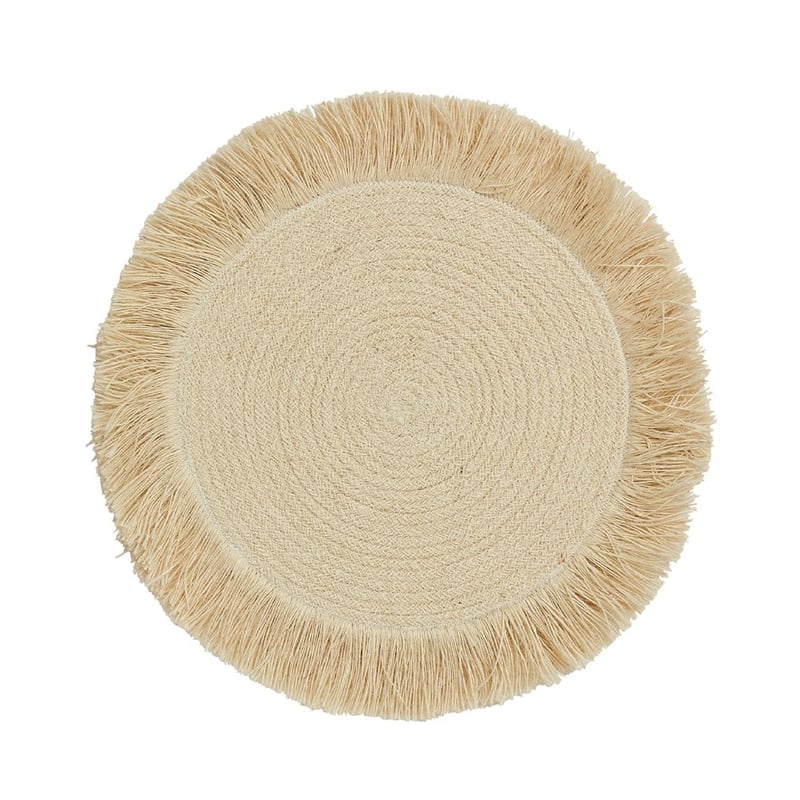 Modena Fringe Placemat Dia41cm Light Natural 
