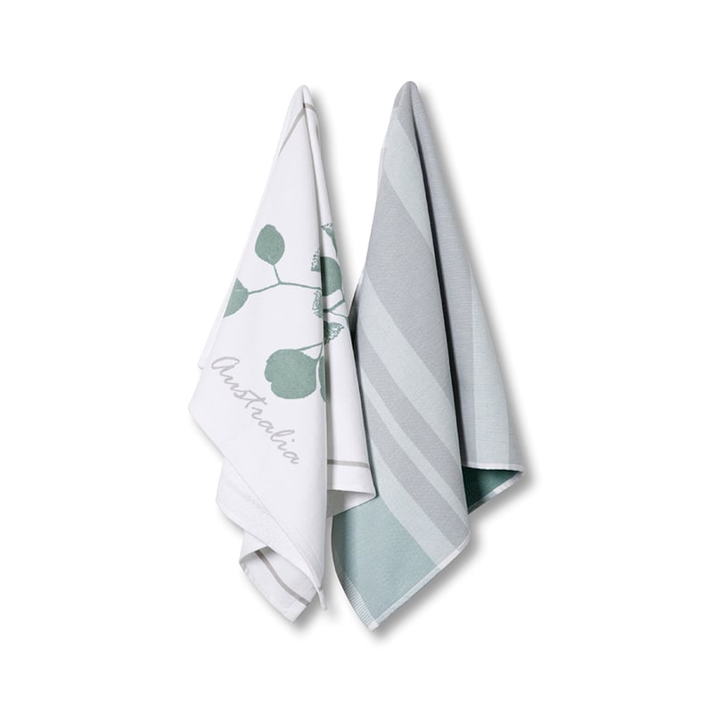 Native Flora Tea Towel Sage 2 Pack