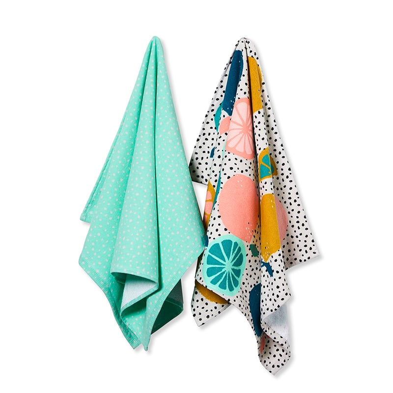 Emerson Printed Tea Towels Lemon Pack of 2