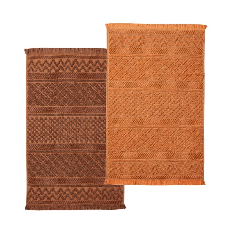 Turin Mocha and Coral Tea Towel 2 Pack