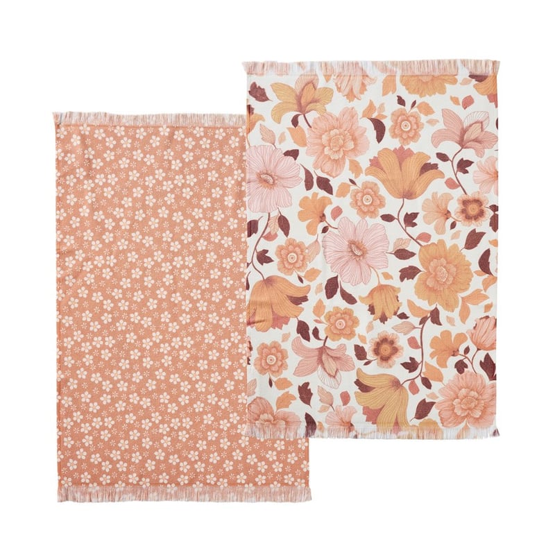Wandering Folk Tea Towel 50x70cm Dawn Floral/Daisy 2pk