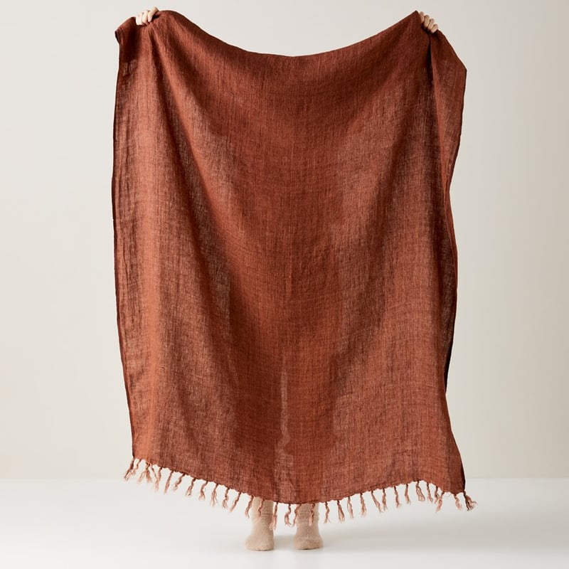 Malmo Chocolate Linen Throw