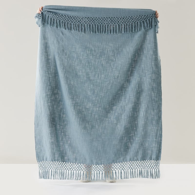 Macrame Knot Blue Rain Throw