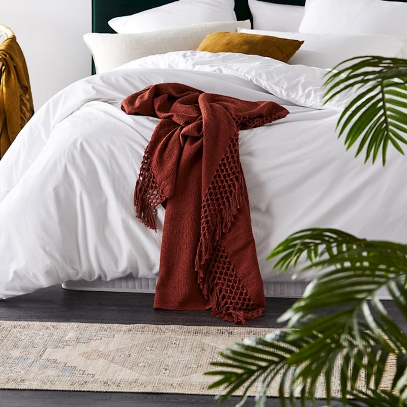 Macrame Knot Deep Rust Throw