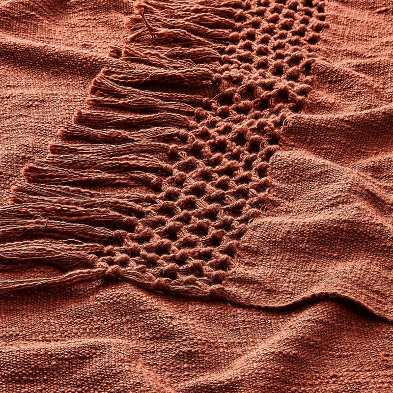 Macrame Knot Deep Rust Throw