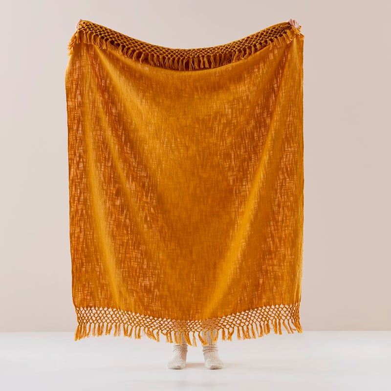 Macrame Mustard Knot Throw