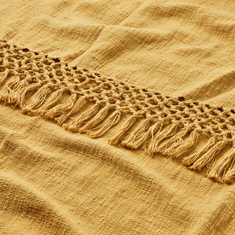 Macrame Mustard Knot Throw