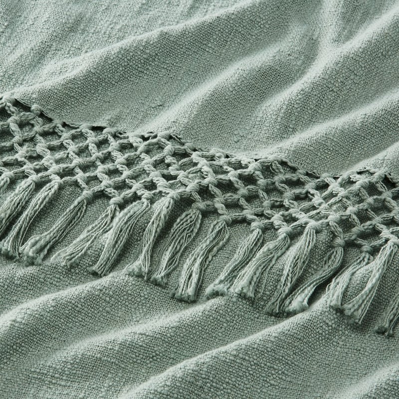 Macrame Soft Green Knot Throw