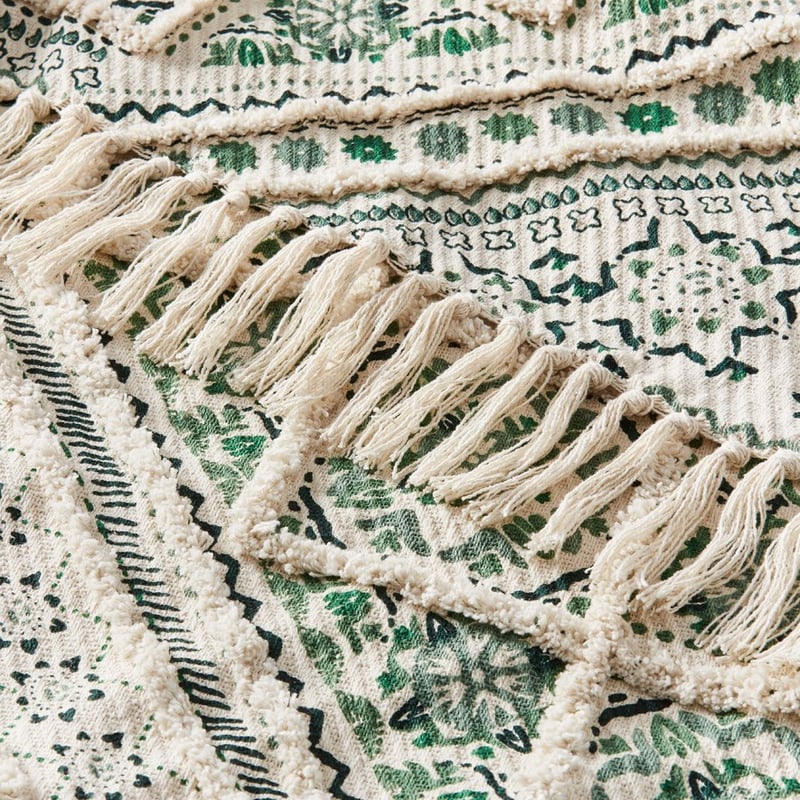 Moroccan Green Tufted Throw 