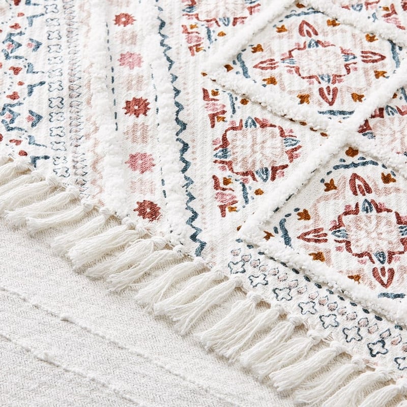 Moroccan Pink & Teal Tufted Throw