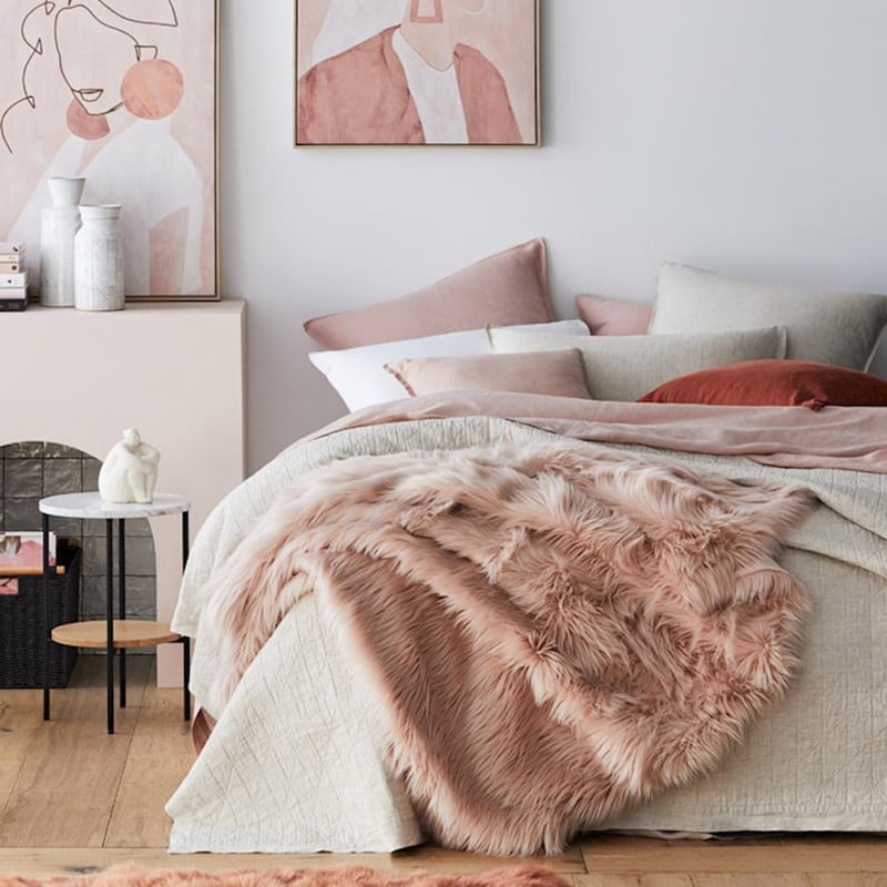Alpine Dusty Pink Fur Throw