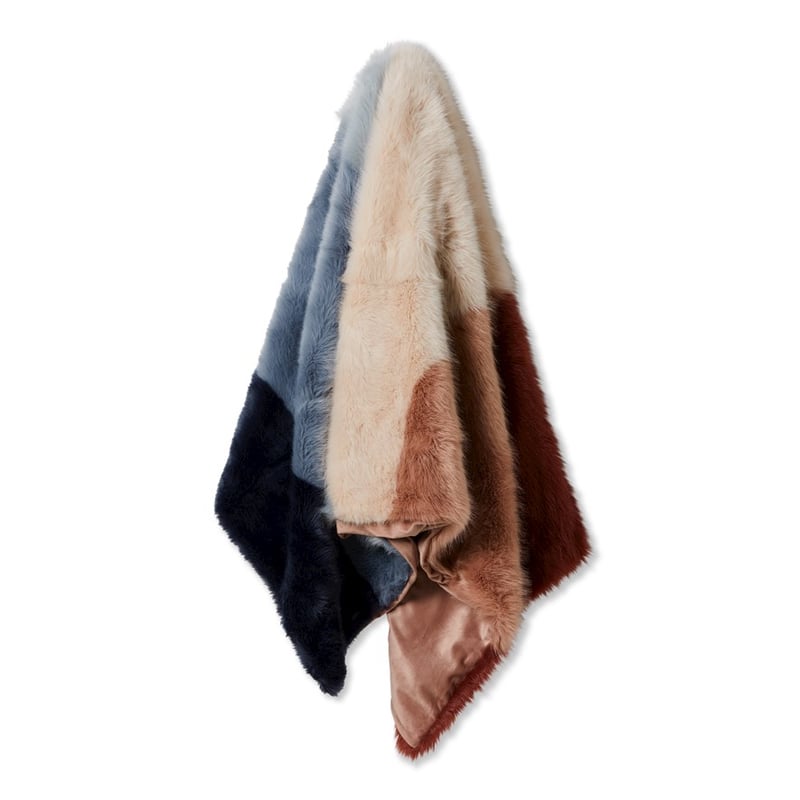 Oslo Blue & Rust Fur Throw  