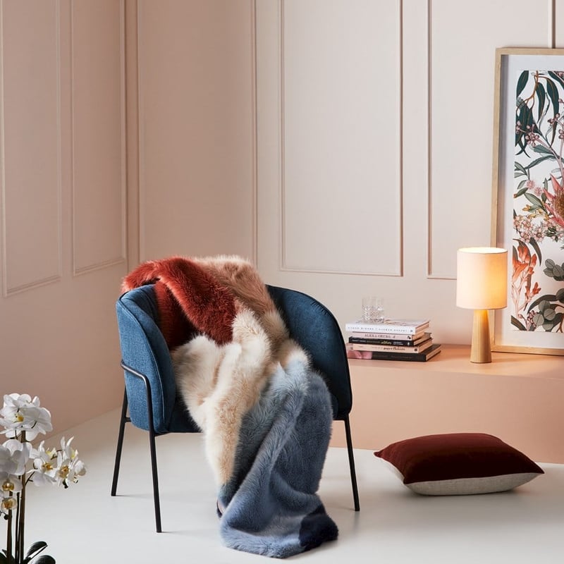 Oslo Blue & Rust Fur Throw  