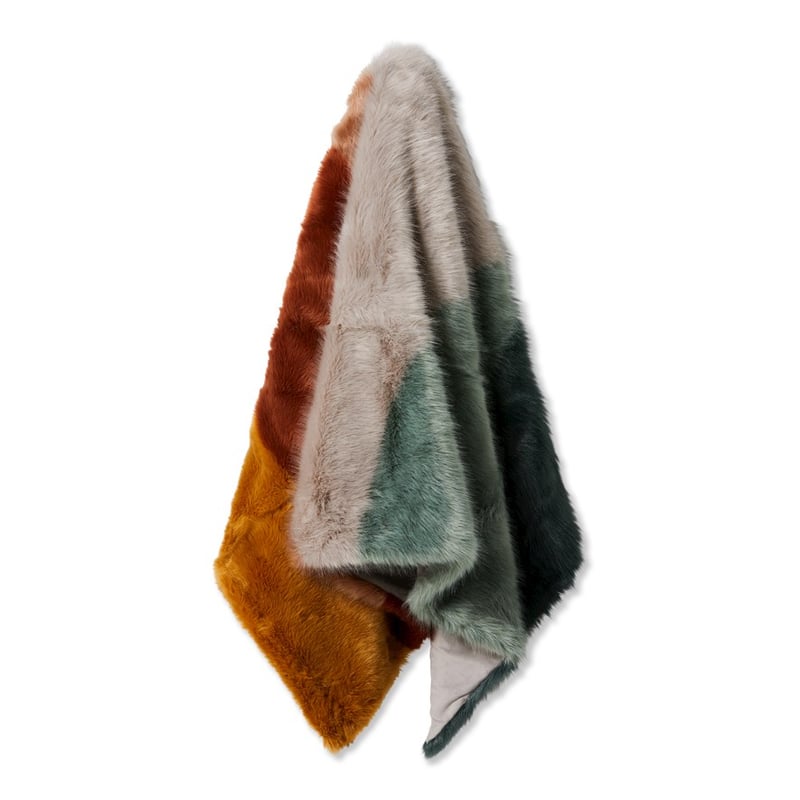 Oslo Green & Mustard Fur Throw 