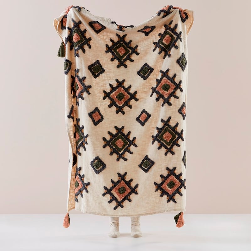 Gibson Tufted Slate & Pink Throw 