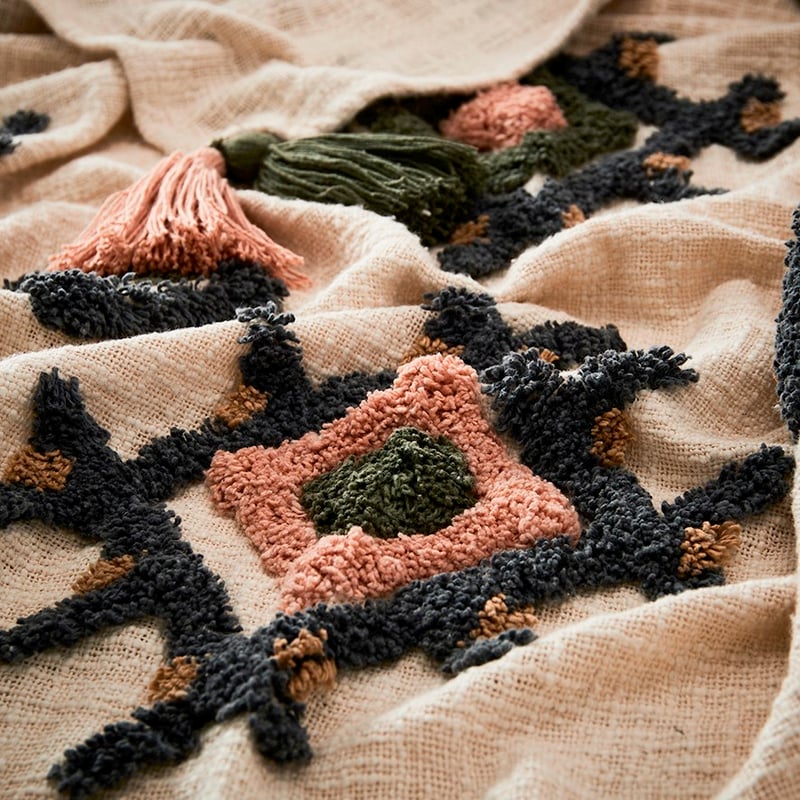 Gibson Tufted Slate & Pink Throw 