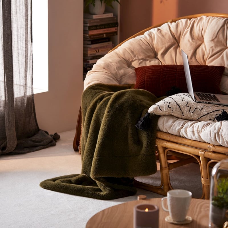 Astoria Green Fur Throw