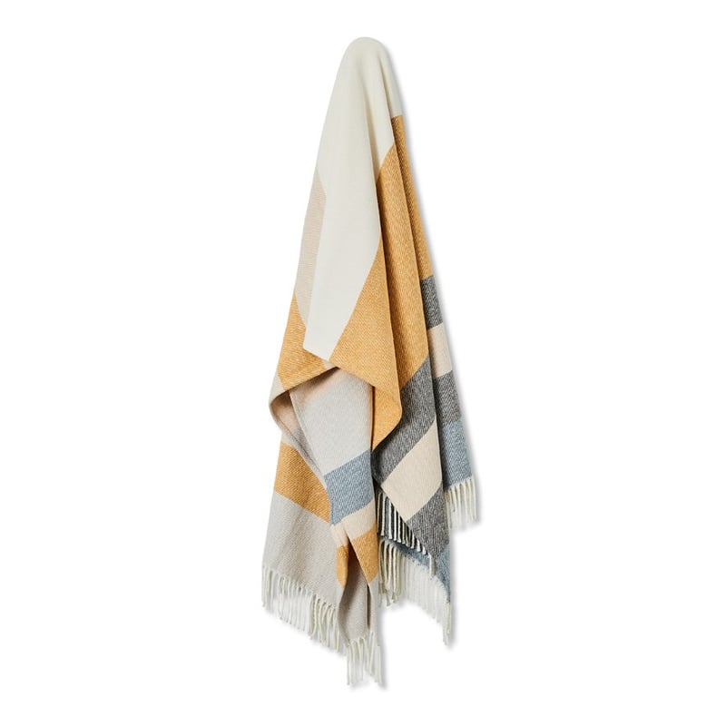 European Collection Burano Mustard & Blue Throw 