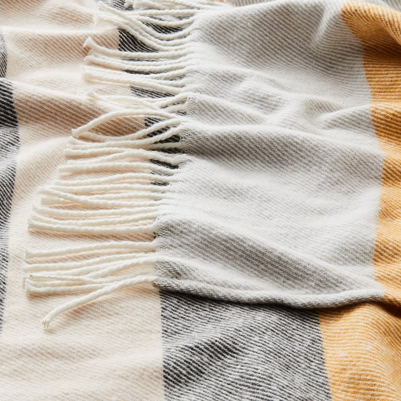 European Collection Burano Mustard & Blue Throw 