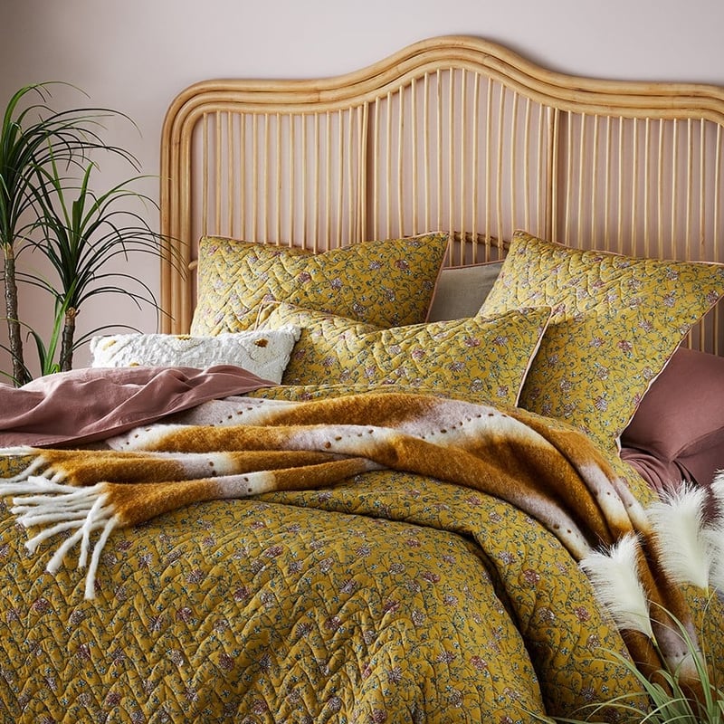 Pasadena Mustard & Pink Throw 