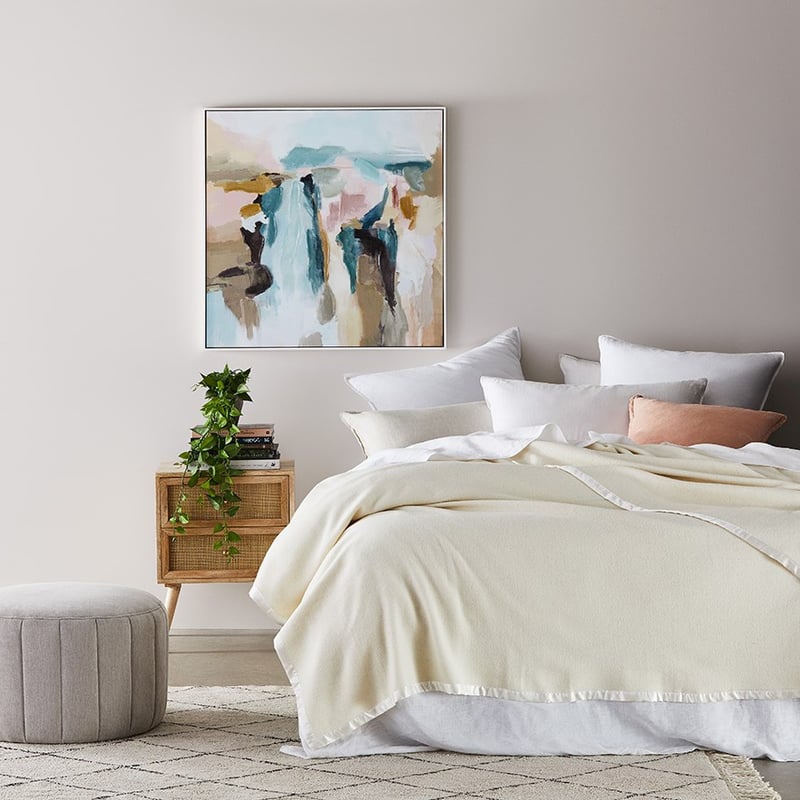 Bamboo Ivory Wool Blanket 