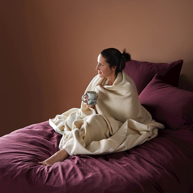 Bamboo Ivory Wool Blanket 