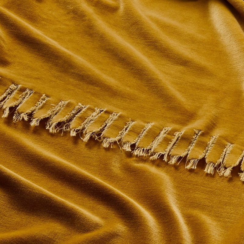 Elwood Mustard Velvet Throw