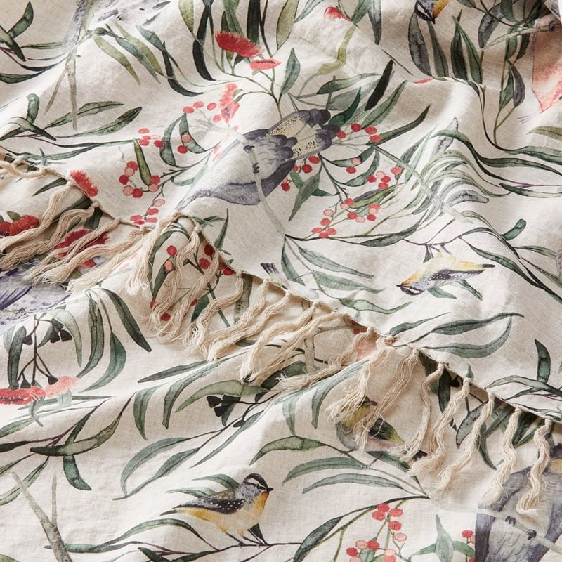 Australian Bushland Green Linen Throw  