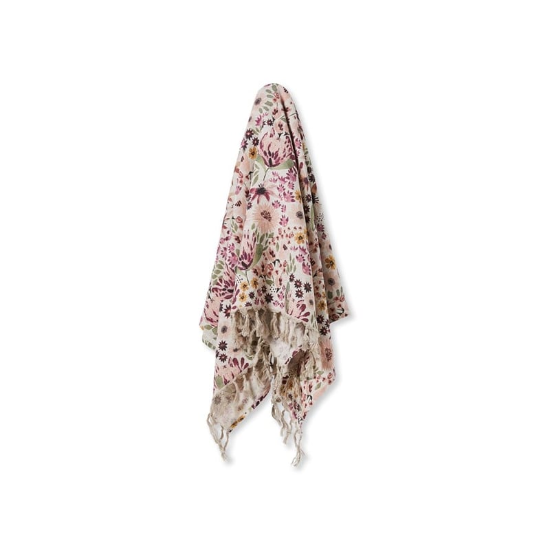 Native Bouquet Pink Linen Throw
