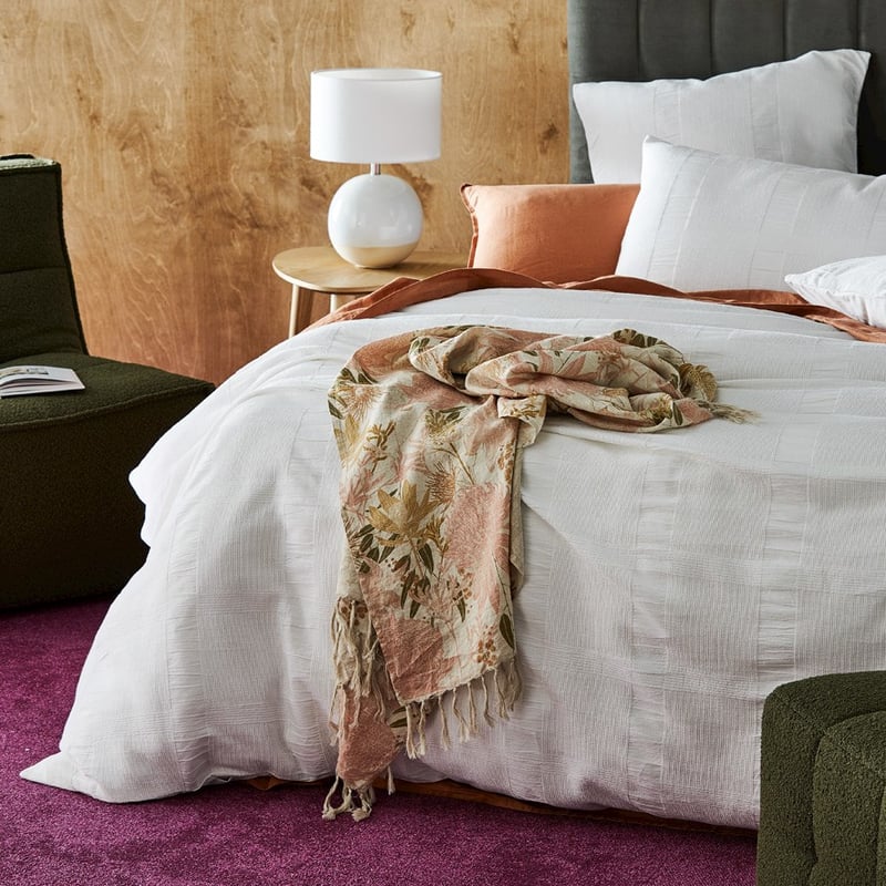 Waratah Floral Rust Linen Throw  