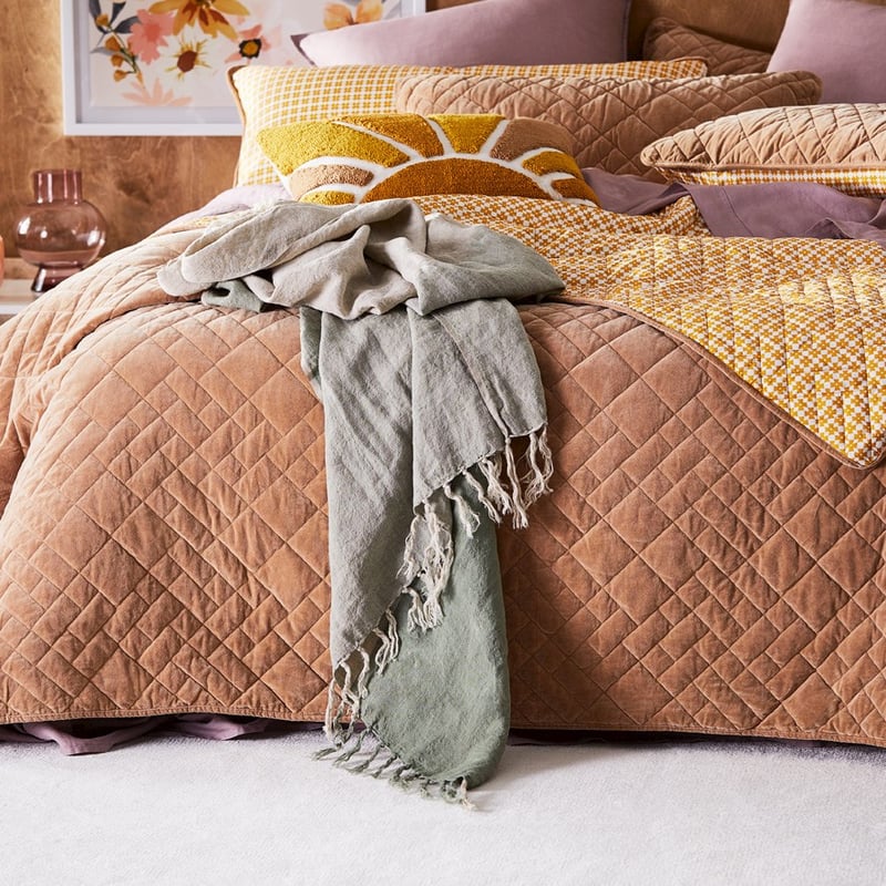 Malmo Check Forest Linen Throw