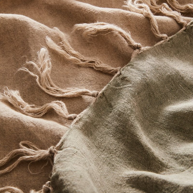 Malmo Check Forest Linen Throw