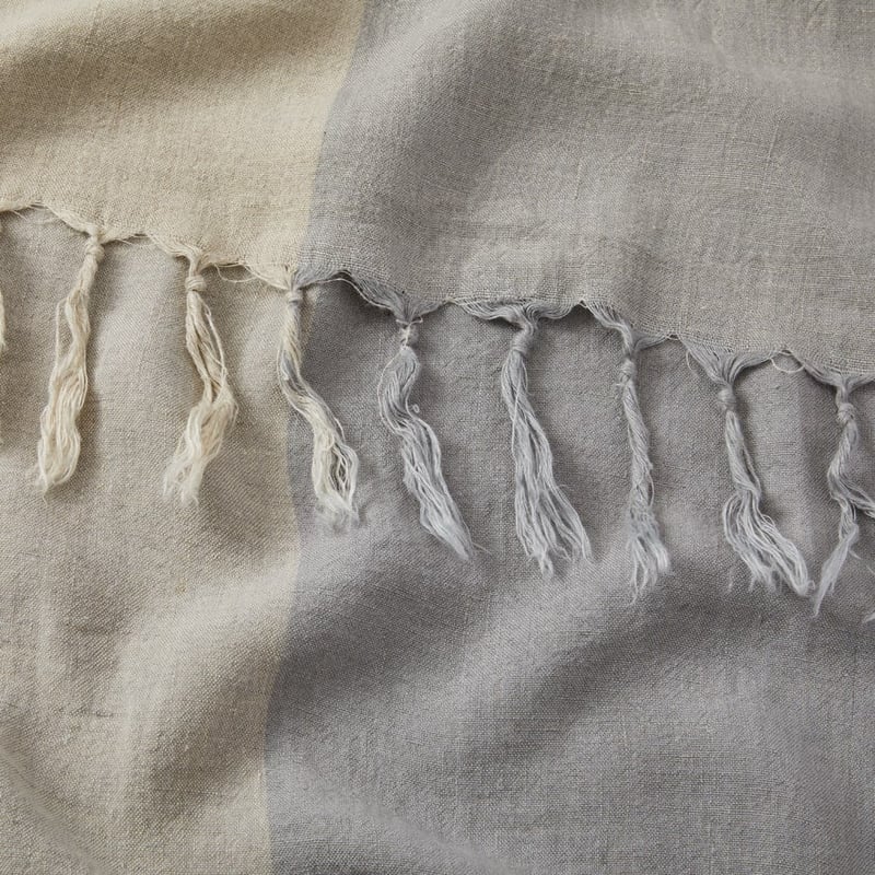 Malmo Check Grey Linen Throw