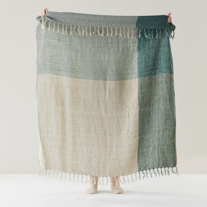 Malmo Soft Pine Check Linen Throw