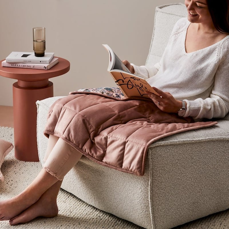 Dusty Pink & Floral 2kg Weighted Lap Throw