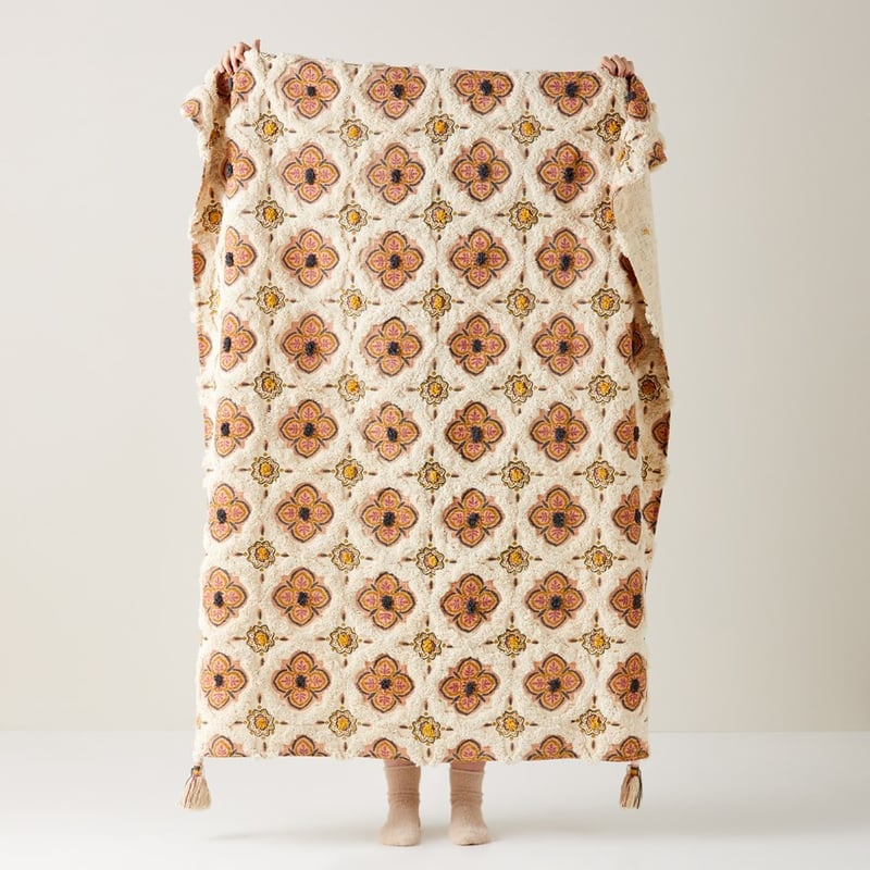 Leighton Natural & Pink Throw 