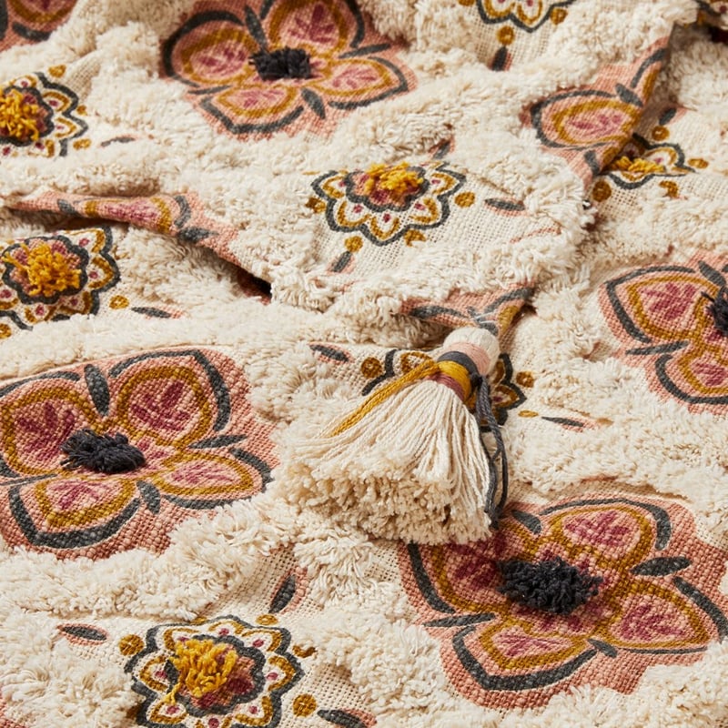 Leighton Natural & Pink Throw 