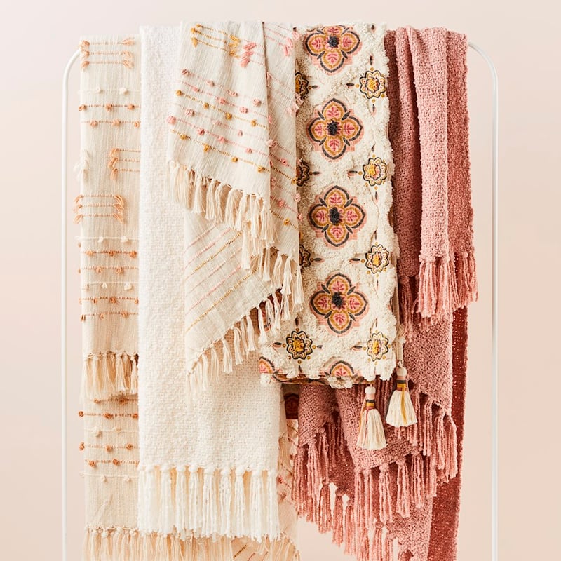 Leighton Natural & Pink Throw 
