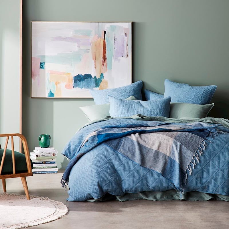 Rae Malmo Blues Check Linen Throw