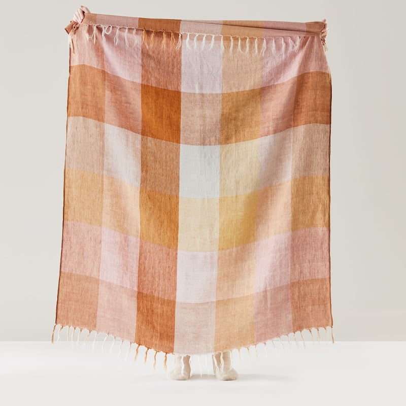 Rae Malmo Earth Check Linen Throw