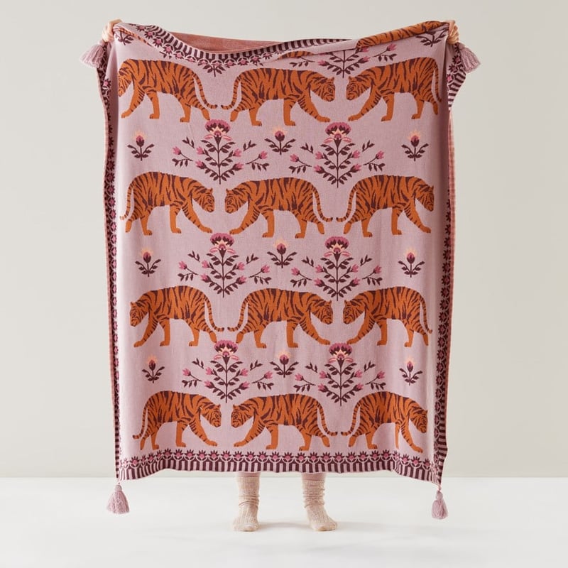Pink Bengal Tiger Knitted Throw