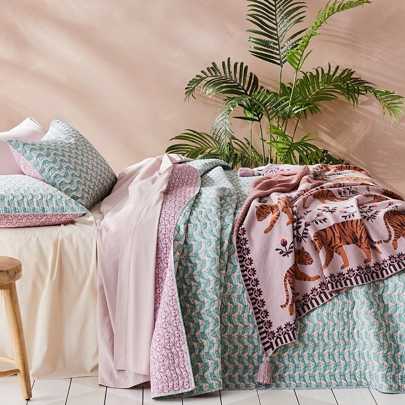 Pink Bengal Tiger Knitted Throw