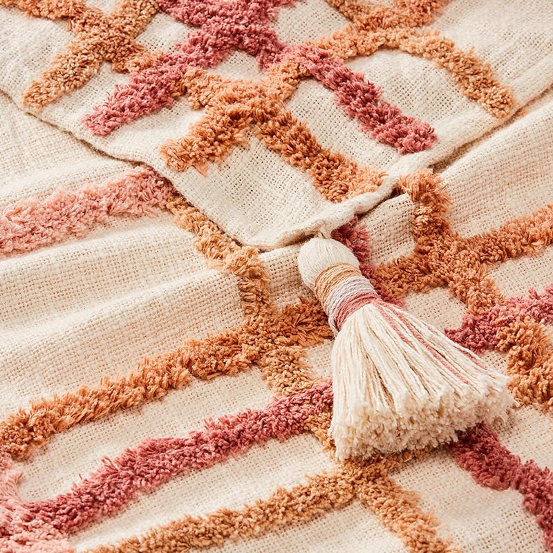 Jensen Pink Check Tufted Throw
