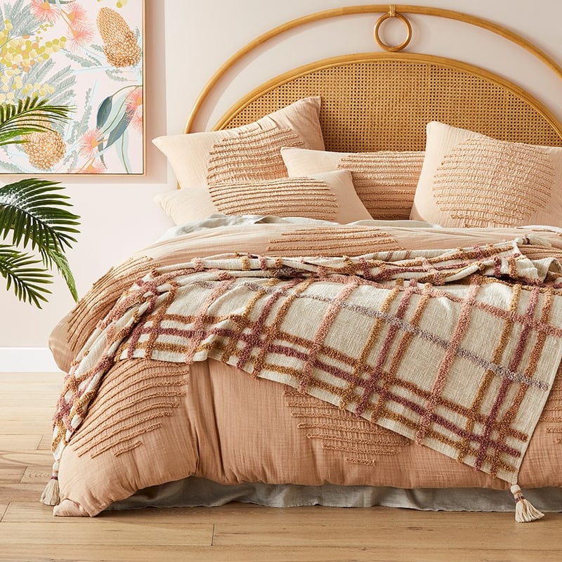 Jensen Pink Check Tufted Throw