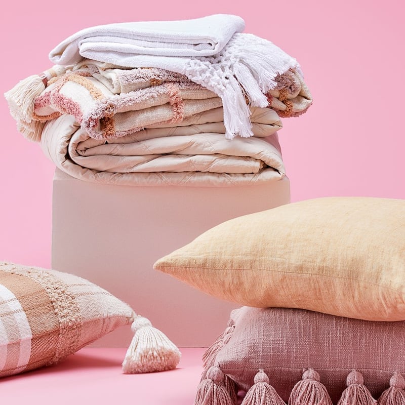 Jensen Pink Check Tufted Throw