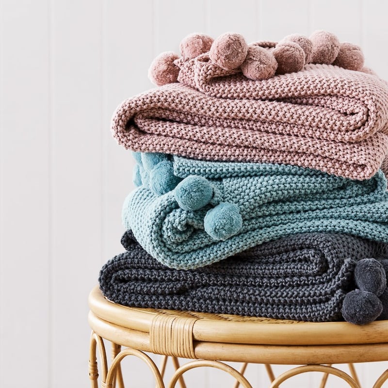 Pom Pom Throw Blue Gum 