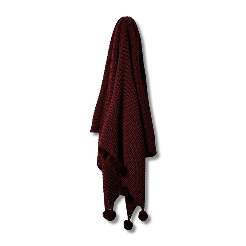 Pom Pom Throw Burgundy 