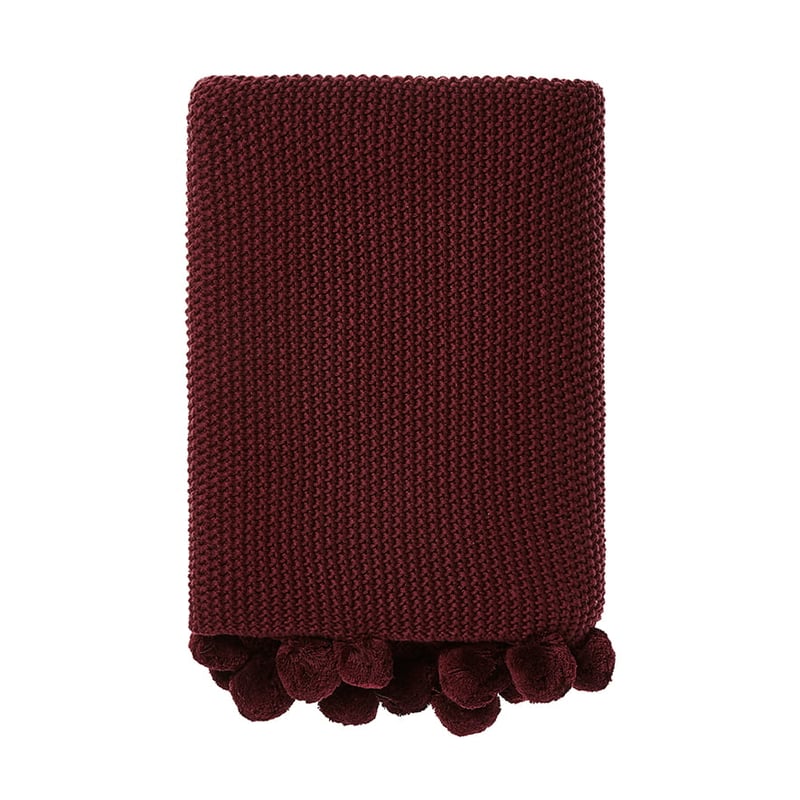 Pom Pom Throw Burgundy 
