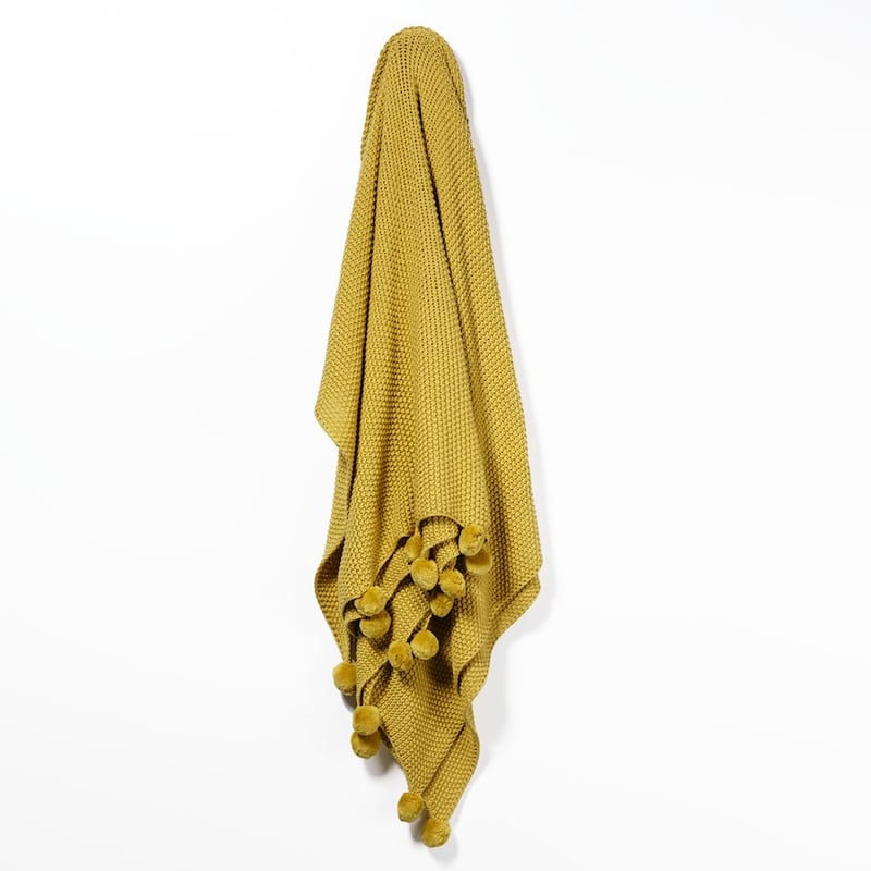 Pom Pom Mustard Throw